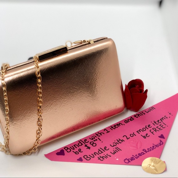 Charlotte Russe Handbags - Metallic Rose Gold Crossbody/Clutch Purse